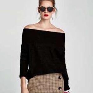 Zara Black Off-Shoulder Sweater